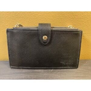 Travelambo Womens Black Bifold Snap Closure Two Zipper Pockets Multi- Card